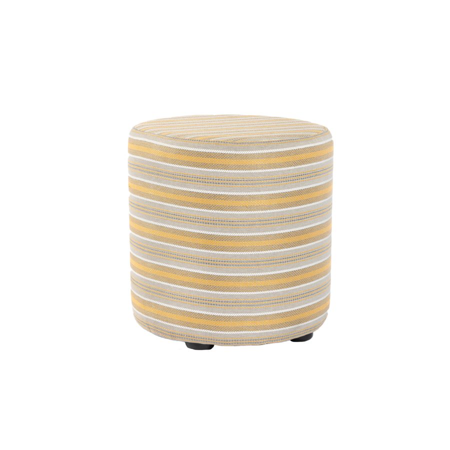 Puf Cilindro Rayas Mostaza